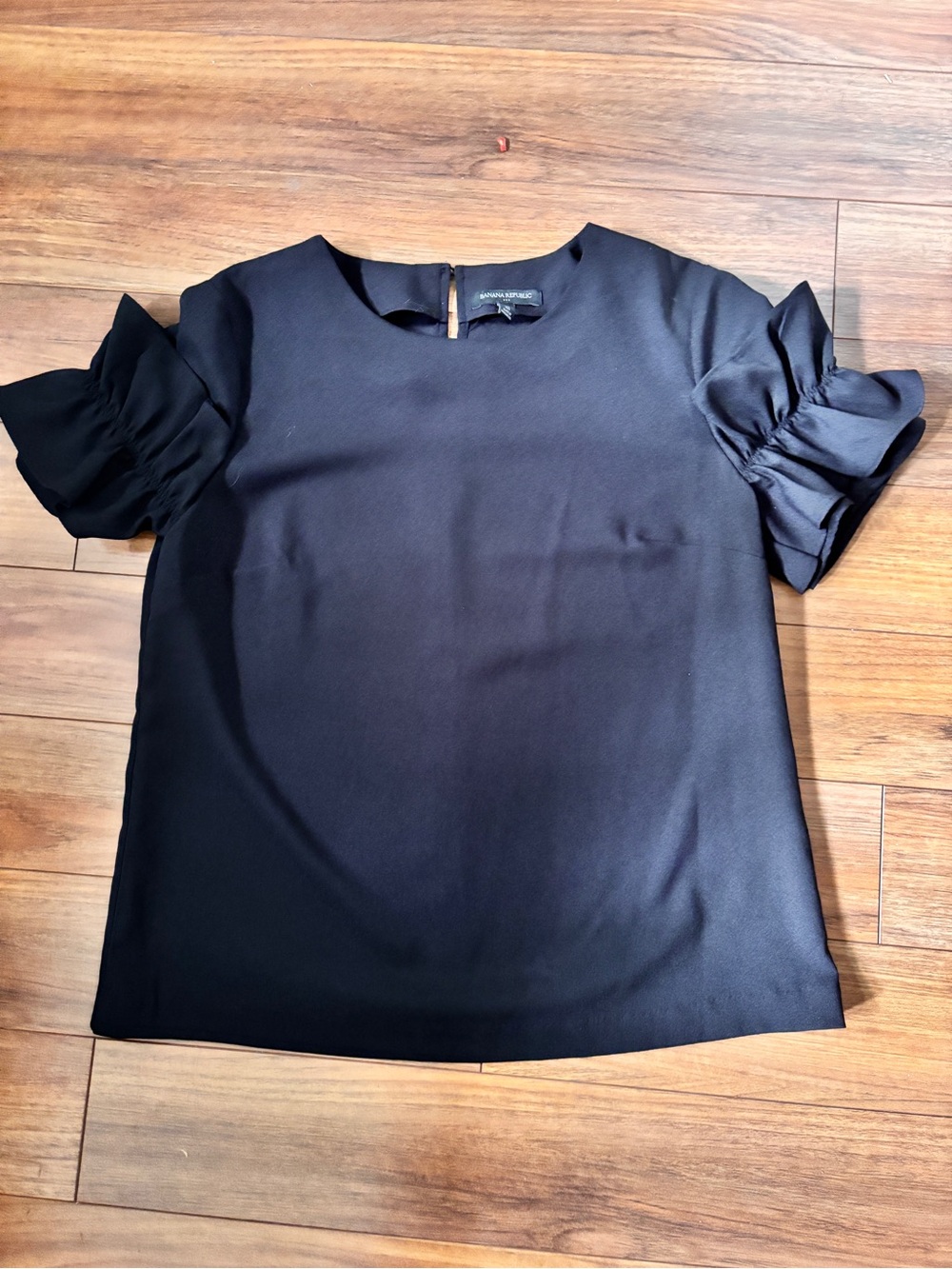 Banana Republic Black Ruffle Sleeve Blouse